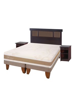 Cama Europea Rilassati Infinity 2 Plazas Long Base Dividida + Set Muebles New Dublin Chocolate