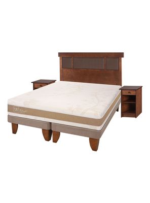 Cama Europea Rilassati Infinity 2 Plazas Long Base Dividida + Set Muebles New Dublin Café