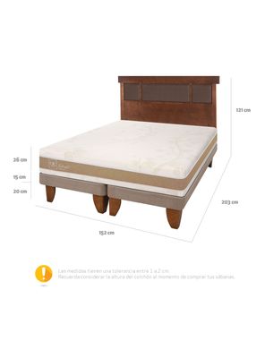 Imagen 2 del producto Cama Europea Rilassati Infinity 2 Plazas Base Dividida + Respaldo New Dublin Café