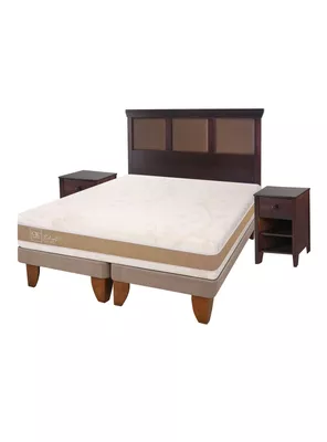 Cama Europea Rilassati Infinity King Base Dividida + Set Muebles New Torino Chocolate