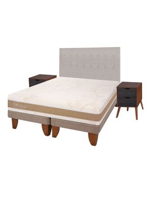 Cama Europea Rilassati Infinity King Base Dividida + Set Muebles Tigris Gris