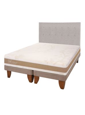 Cama Europea Rilassati Infinity Compacto 2 Plazas Base Dividida + Respaldo Tigris Gris