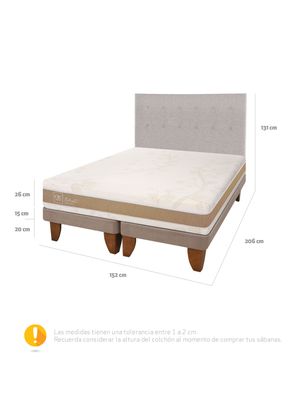 Imagen 2 del producto Cama Europea Rilassati Infinity Compacto 2 Plazas Base Dividida + Respaldo Tigris Gris