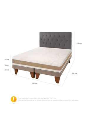 Imagen 2 del producto Cama Europea Rilassati Infinity 2 Plazas Long Base Dividida + Respaldo Kavery Grafito
