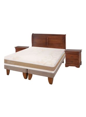 Cama Europea Rilassati Infinity 2 Plazas Long Base Dividida + Set Muebles Miro Café