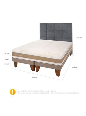 Imagen 2 del producto Cama Europea Rilassati Infinity 2 Plazas Long Base Dividida + Respaldo Tamesis Grafito