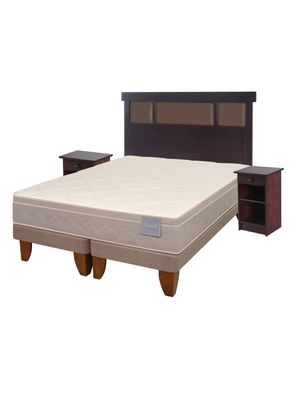 Cama Europea Rilassati 2 Plazas Long Base Dividida + Set Muebles New Dublin Chocolate