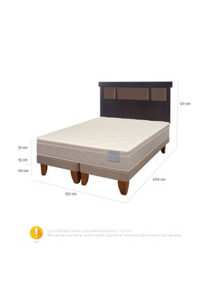 Imagen 2 del producto Cama Europea Rilassati 2 Plazas Base Dividida + Respaldo New Dublin Chocolate
