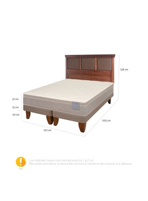 Imagen 2 del producto Cama Europea Rilassati 2 Plazas Long Base Dividida + Respaldo New Torino Café