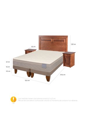 Imagen 2 del producto Cama Europea Rilassati 2 Plazas Long Base Dividida + Set Muebles Milan Café