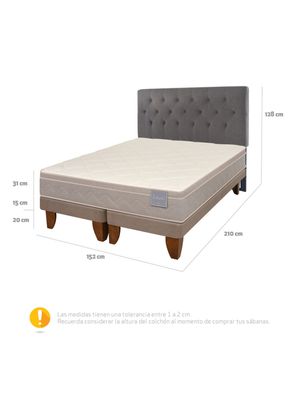 Imagen 2 del producto Cama Europea Rilassati 2 Plazas Long Base Dividida + Respaldo Kavery Grafito