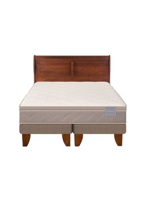 Cama Europea Rilassati King Base Dividida + Respaldo Miro Café