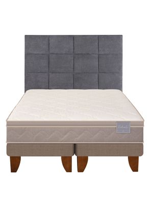 Imagen 1 del producto Cama Europea Rilassati 2 Plazas Long Base Dividida + Respaldo Tamesis Gris