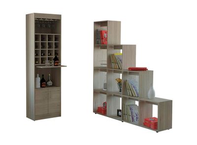 Combo Living Beijing Rovere Bar Kava + Biblioteca Escalera