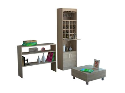 Combo Living Beijing Rovere Bar Kava + Arrimo + Mesa de Centro