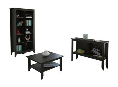 Combo Living Essential Wengué Librero + Mesa de Centro + Arrimo Attimo