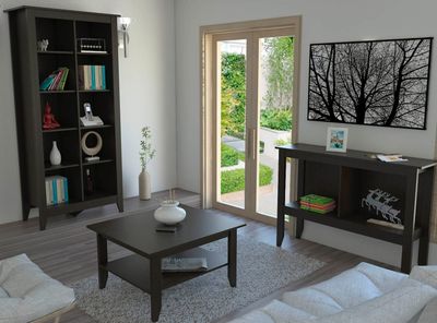 Imagen 2 del producto Combo Living Essential Wengué Librero + Mesa de Centro + Arrimo Attimo