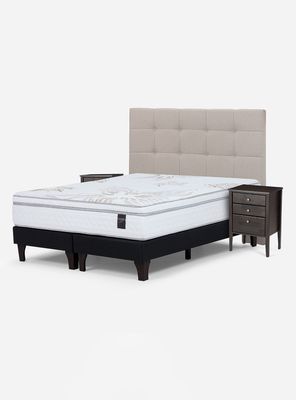 Cama Europea Art 4 2 Plazas Base Dividida + Set Muebles Issey