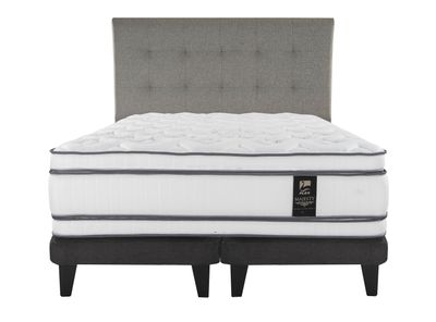 Cama Europea Majesty King Base Dividida Grafito + Respaldo Design Gris