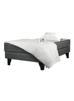 Cama Europea Apolo Black + Textil 1.5 Plazas