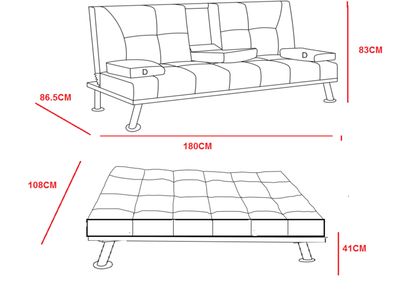 Imagen 2 del producto Futón PU Lounge Rojo