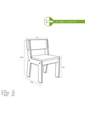 Imagen 2 del producto Set Mesa + Sillas Infantiles Escolar