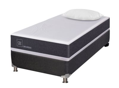 Box Spring New Ortopedic Black 1.5 Plazas + Almohada