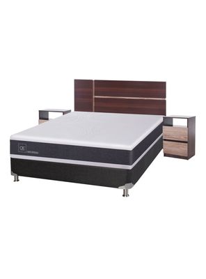Box Spring New Ortopedic Black 2 Plazas Base Normal + Set Muebles Enio