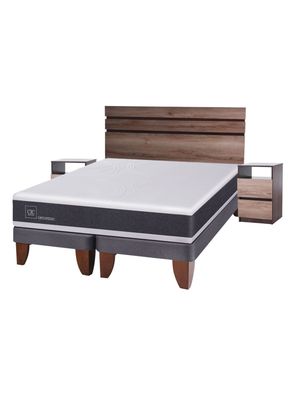 Cama Europea New Ortopedic 2 Plazas Base Dividida + Set Muebles Ares