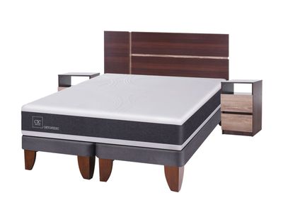Cama Europea New Ortopedic 2 Plazas Base Dividida + Set Muebles Enio