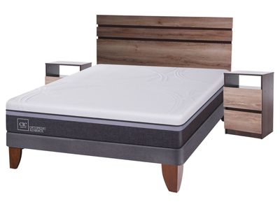 Cama Europea Ortopedic Advance 2 Plazas Base Normal + Set Muebles Ares