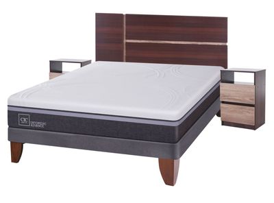 Cama Europea Ortopedic Advance 2 Plazas Base Normal + Set Muebles Enio