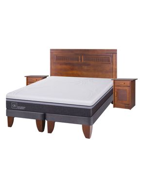 Cama Europea Ortopedic Advance 2 Plazas Base Dividida + Set Muebles Milán