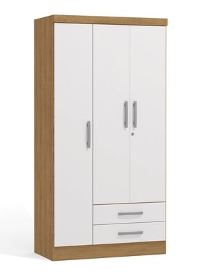 Clóset Leticia 3 Puertas 2 Cajones Freijó Blanco