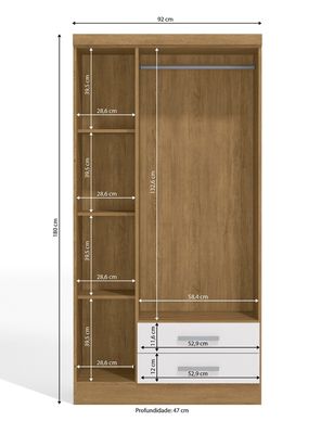 Imagen 2 del producto Clóset Leticia 3 Puertas 2 Cajones Freijó Blanco