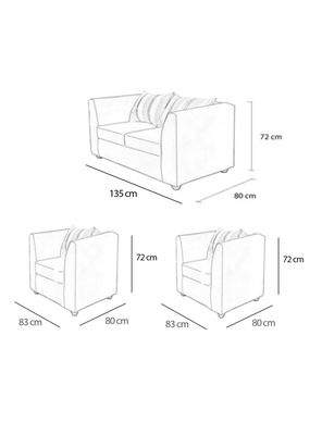 Imagen 2 del producto Juego Living Valentino 2 Cuerpos + Sillones Tela/PU