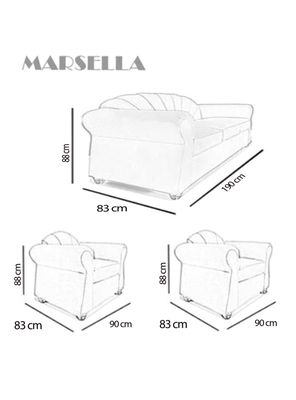 Imagen 2 del producto Juego Living Marsella 3 Cuerpos + Sillones Tela/Pu