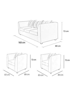 Imagen 2 del producto Juego Living Valentino 3 Cuerpos + Sillones Tela/PU