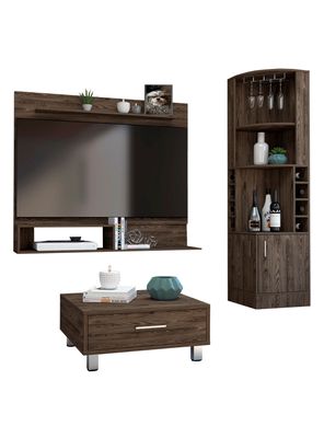 Bar Esquinero + Panel TV 55"" + Mesa Centro Beijing