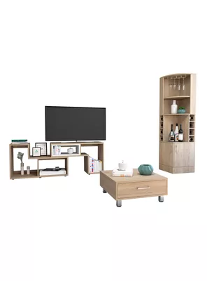 Bar Esquinero + Rack TV40"" Extensible + Mesa Centro