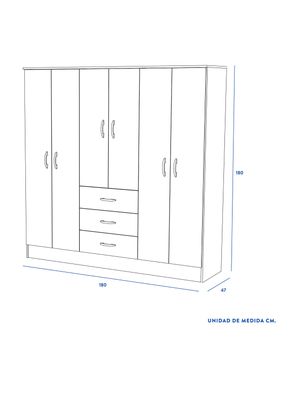 Imagen 2 del producto Clóset 3 Cajones 6 Puertas Maipo Blanco