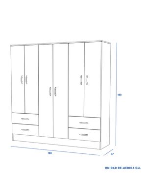 Imagen 2 del producto Clóset 4 Cajones 6 Puertas Maipo Blanco