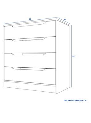 Imagen 2 del producto Cómoda 4 Cajones Olmo/Blanco
