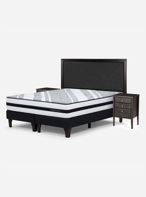 Cama Europea Driven King + Set Muebles Nolita Grafito
