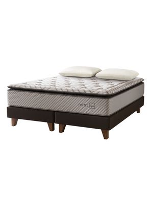Cama Europea Nest 2 Plazas Long Base Dividida + Almohadas Memory Max