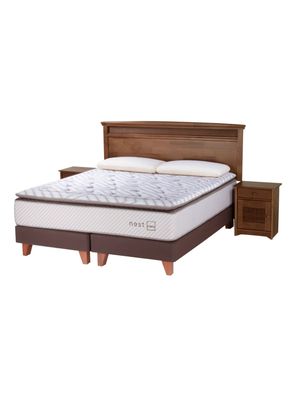 Cama Europea Nest King + Set Muebles Veneto + Almohadas Memory Max