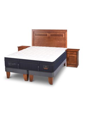 Cama Europea Super Premium 2 Plazas Base Dividida Milan + Set Muebles