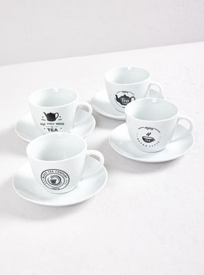 Set 4 Tazas Té y Platillos
