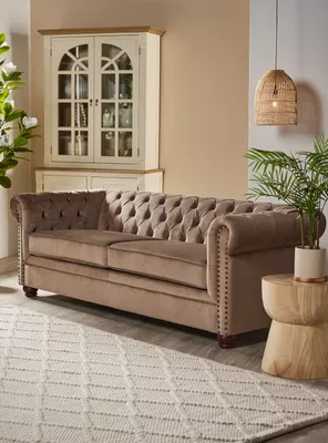 Sofá Capitone Gaston Velvet 3 Cuerpos