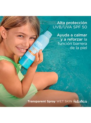 Imagen 2 del producto Bloqueador ISDIN Transparent Spray Pediatrics Wet Skin 250 ml SPF 50